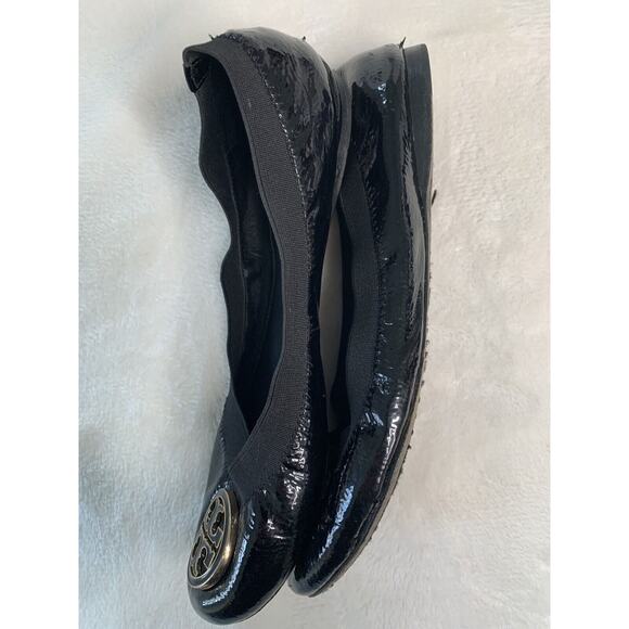 Tory Burch Womens Ballet Flats size 8 M Black Patent Leather Gold Caroline - Picture 6 of 8